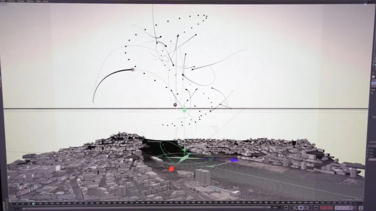Software di coreografia 3D per sciame di droni